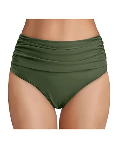 Tummy Control High Waisted Ruched Swim Shorts Bikini Bottom