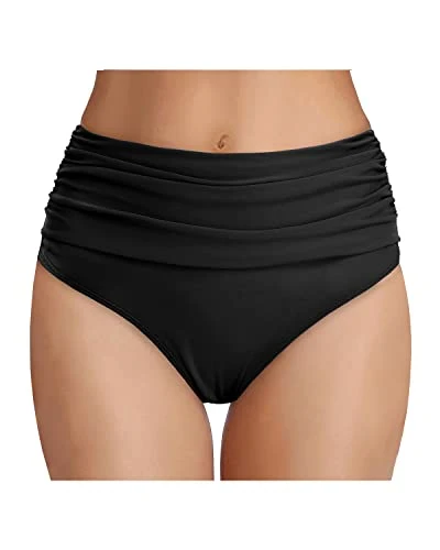 Tummy Control High Waisted Ruched Swim Shorts Bikini Bottom