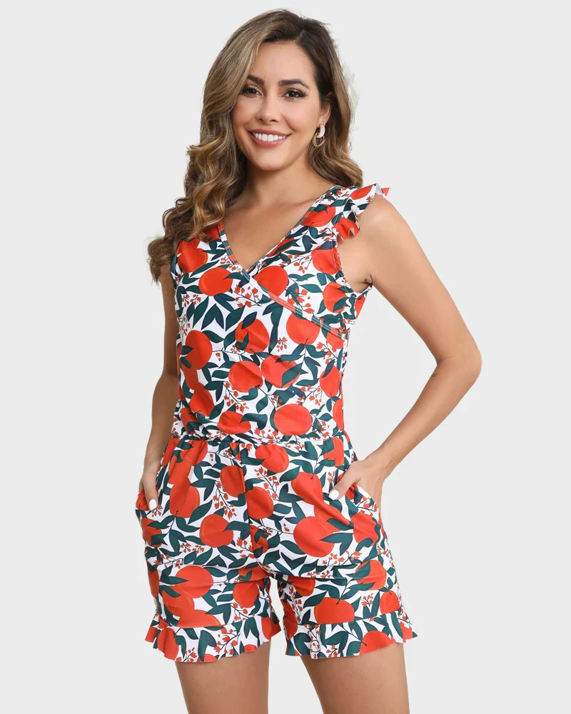 Built-In Bra Swim Romper Three Piece Set